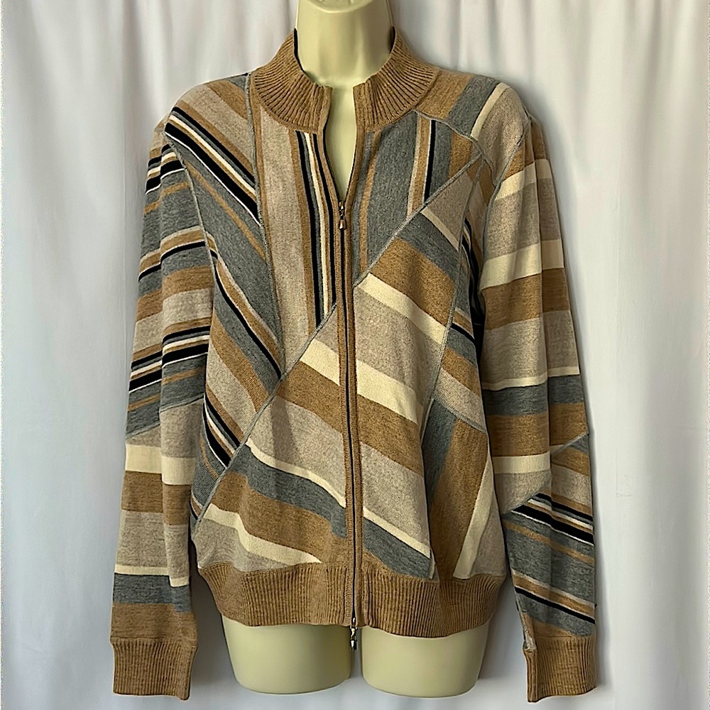 St. John Beautiful Multicolor Colorblock 💯% Wool Zipper Jacket Coat **Size M**